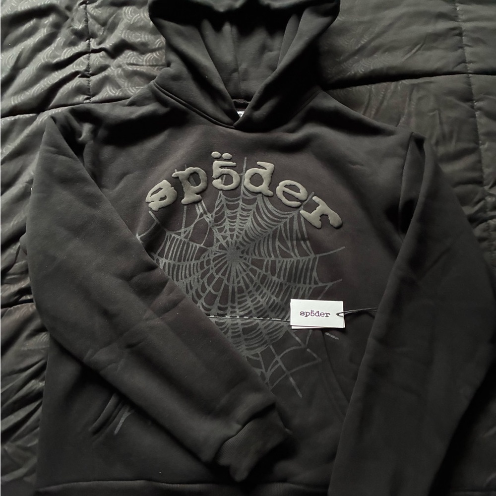 Spyder Black Hoodie with Web Design